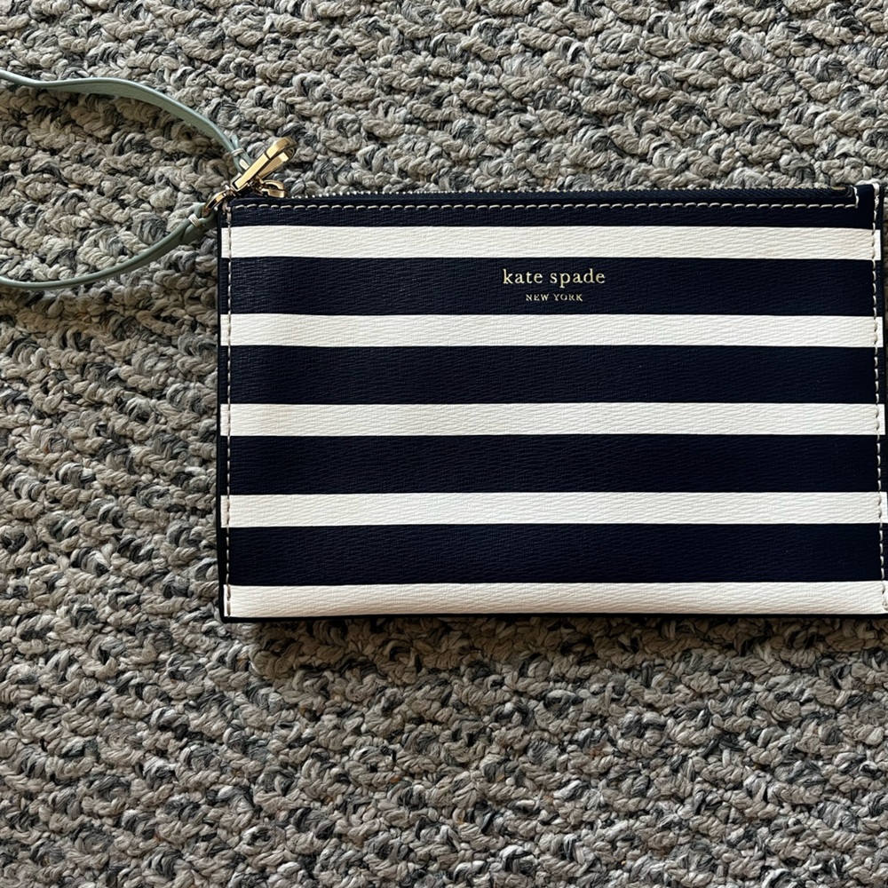 Kate Spade Navy and White Striped Wristlet